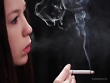 Brunette Teen Smoking All White Cigarette
