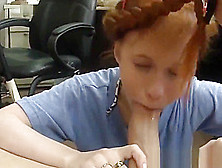 Pigtailed Redhead Pawnee Facialized For Cash