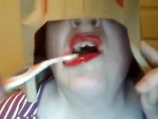 Pixie Woman Brushes Her Teeth With Cum