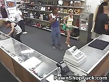 Black Chick Cuckolds Her Husband In Back Of Pawn Shop