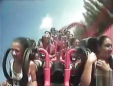 Big Tits Pop Out On The Rollercoaster