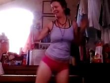 Crazy Hippie Gilf Dancing In Panties