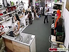 Hot And Busty Brunette Get Pawned Inside Trying To Sell Something