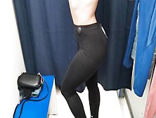 Bimbos Into The Fitting Room.  Workout Pants.  Point Of View.