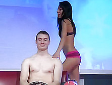 Attractive Stripper Massages A Guys Cock On The Stage