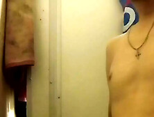 Slender Guy Washes In The Shower And Films Himself