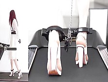 Asian Chained Treadmill Walking In Heels P3