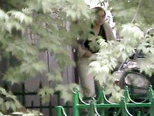 Pissing Woman Was Recorded In Park On A Spy Cam