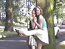 2 Strippers Flash Tits On Busy Public Road