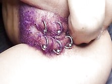 Purple Colored Bushy Pierced Vagina Got Anal Fisting Squirt
