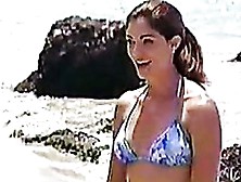 World's Hottest Brunette Larissa Meek Wearing A Sexy Bikini On A Beach