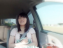 Shy Asian Babe Is Enjoying,  While A Horny Guy Is Rubbing Her Hairy Pussy,  In The Car