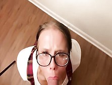 Pov Schoolgirl With Pigtails Is Sucking Off And Choking On A Thick Johnson