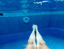 Pov Of Girl's Legs Swimming In Public Pool