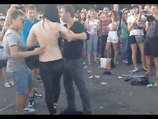 Wasted Girl Stripping At Concert