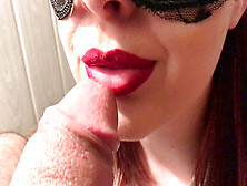 Teen Red Lipstick Closeup Dt,  Jism On Tongue And Gulp