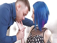 Guy Licks Twat Of Teen With Blue Hair Before The Main Coition