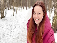 Stunning Strawberry Blonde Youngster Sucks A Stranger In The Woods And Sucks His Spunk