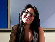Raquel Abril Looks Flaming Hot In Glasses And Gets Boned By Two Men