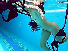 Underwater Beauty Stripping And Swimming In The Nude
