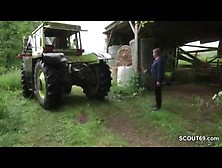 German Milf Mom And Dad Fuck Outdoor On Farm