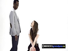 Black Grandpa Takes Advantage Of Horny Teens Punani During Photoshoot