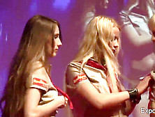 3 Ash-Blonde Gals Having Wild Sex On The Stage