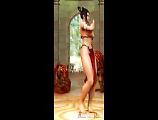 Juri From Street Fighter Dances With Her Tits Out In Front Of Tigers