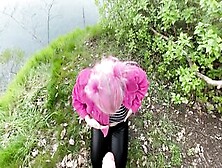 Pink Haired Skank Nika-Venus Gets Screwed Next To A Cliff!