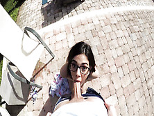 Nerdy Girl In Big Glasses Gags On My Monstrous Veiny Cock