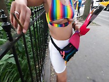 Ex-Wife Under Boob See Through Shorts At Pride Parade