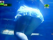 Pretty Brunette Swims And Shows Her Round Ass On Tv Cam