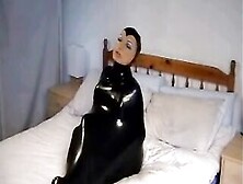 Adorable Cunt With Mouth Into Ebony Rubber Catsuit With Mask Makes Self Bdsm Inside