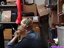 Blonde Thief Caught Blowjob Office Long Dong