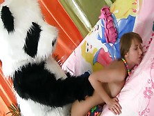 A Babe With A Sexy Body Is Getting Fucked By A Large Panda Bear