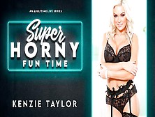 Curvy Blonde Kenzie Taylor Fucks With A Long Sex Toy In The Bed