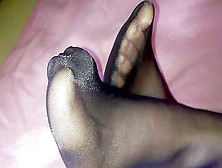 Wonderful Amateur Feet Looking Really Good In Sexy Black Stockings In Bed