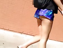Girl Walking In Street Butt Cheeks