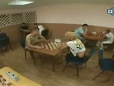 Hot Blonde Loses Her Top Playing Chess