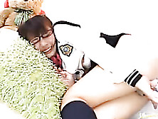 Curious Japanese Teen In Glasses Likes Being Pleasured By Vibrators