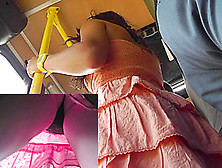 Chick Shows Up Skirt Beauties Right In The Bus