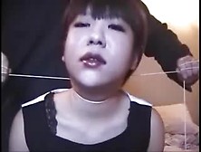 Strangling Of Short-Haired Asian With String