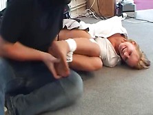 Ticklish Kristyna Tickled Nylon And Bare Feet Tickling