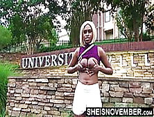 Cute African American School Girl Expose Huge Boobs Outside