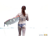 Sexy Natural Babe Penny Pax Chilling On The Surfboard