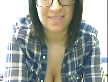Sexy Gal In Glasses With Big Tits Under Shirt