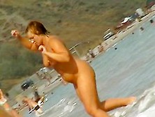 Fat Ass Big Boobed Woman Is Swimming At The Summer Beach