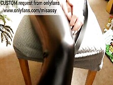 Leather Leggings Ballbusting And Toejob Sitting On Chair