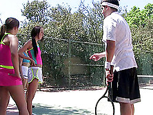 Teen Sporty Slut Gets A Tennis Lesson Then Fucks On The Court