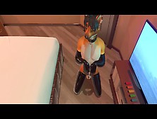 Furry Foxboy In Latex Gets Drained And Begs For More